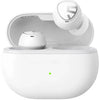 White Soundpeats Mini HS Bluetooth Earbuds with charging case on a white background