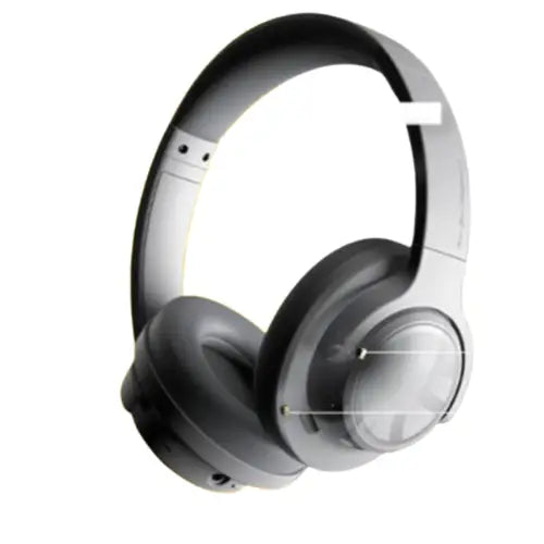 A pair of Soundpeats Space Headphones ANC with a silver and black color scheme.