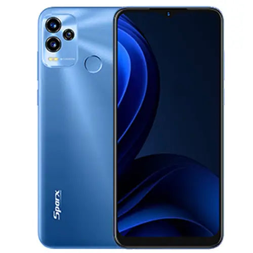 Blue Sparx Neo 7 showing front and back on a white background