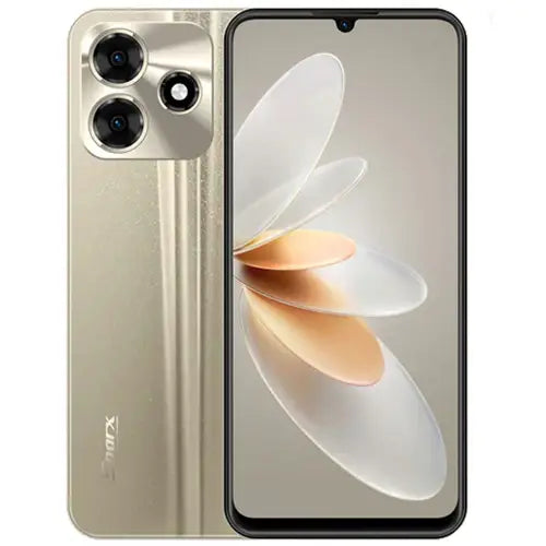Sparx Neo 8 Plus Smartphone with a floral design on the back.