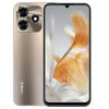 Sparx Neo 8 Pro Smartphone with gold back and screen displaying abstract design on a white background
