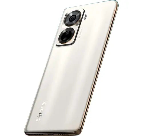 A silver Sparx Note 20 mobile phone with a camera module on the back.