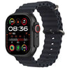T900 Ultra 2 digital smart watch with a black silicone strap and a silver metal case. The watch has a colorful digital screen displaying time and date.