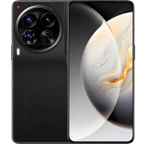 Tecno Camon 30 Premier 5G in Black colour with a reflective screen on a white background