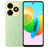 Tecno Spark 20C in green colour with a colorful display on a white background