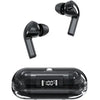 This image displays a pair of Tm20 Stereo True Wireless Earbuds accompanied by a charging case. The earbuds are sleek and white, designed to offer high-quality sound and comfort.