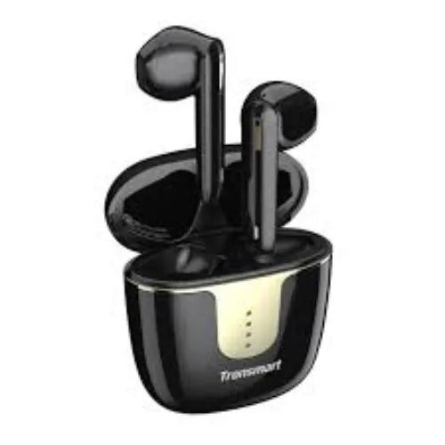 Black Tronsmart Ace Pro Wireless Earbuds Feature Images with charging case on a white background