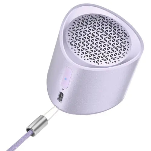 Tronsmart-Nimo-Portable-Mini-Speaker in purple color portable speaker with cable on a white background