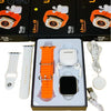 Ultra 8 Smart Watch Series 8 with earbuds in the white box and while cable and two straps plus c type cable