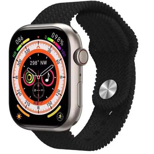 W&O X9 Smartwatch with a black band on a white background