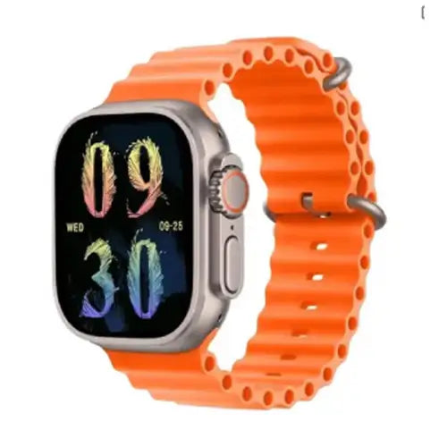 W&O X9 Smartwatch with an orange band on a white background