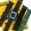 WS99 Ultra Smart A digital smart watch with a black band and case, featuring different straps