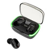 Wireless earbuds in black color with a green and black charging case Wireless Earbuds Y60