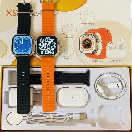 x9 unique combination smart watch airpods pro 2 pakistan