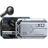 A pair of black and silver XO G11 Sword Rain TWS Bluetooth earbuds with a charging case, featuring a modern design with blue accents.
