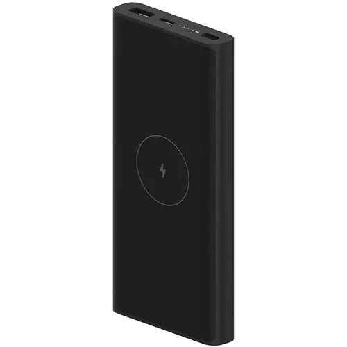 Black Xiaomi 10W Wireless Power Bank 10000 mAh on a white background