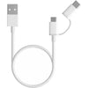 White Xiaomi 2-in-1 USB Cable Micro USB To Type-C 100cm on a white background