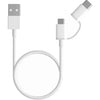 White Xiaomi 2-in-1 USB Cable Micro USB to Type-C 30cm on a white background