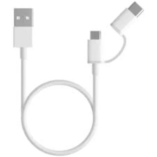 White Xiaomi 2-in-1 USB Cable on a white background