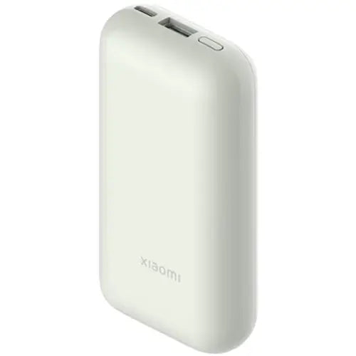 White Xiaomi 33W Power Bank 10000 mAh Pocket Edition Pro on a white background