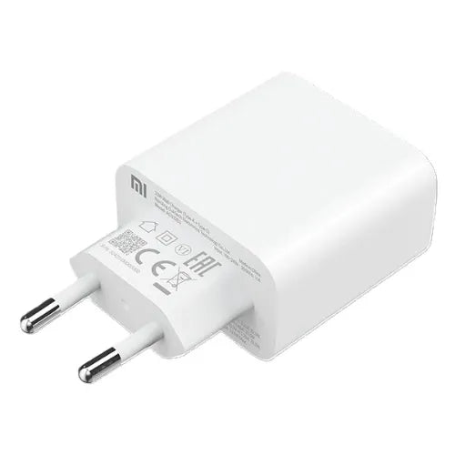 White Xiaomi 33W Wall Charger (Type-A + Type-C) on a white background