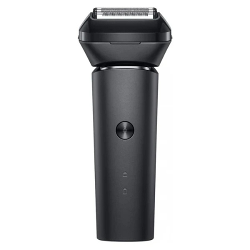Xiaomi 5-Blade Electric Shaver visible at the top, predominantly black in color with a round power button on the side.