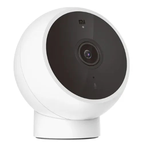 White Xiaomi Home Security Camera 2K Magnetic Mount with black front on a white background