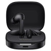 Black wireless earbuds in a charging case on a white background of xiaomi redmi buds 6