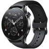 Redmi Watch S1 Pro A smart watch with a black leather band and a black metal case.