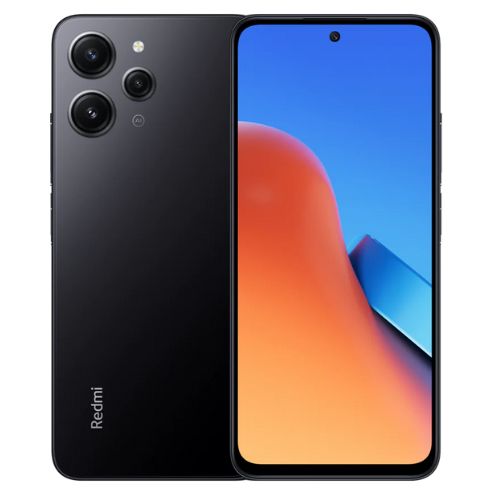 Smartphone with black back and colorful display.