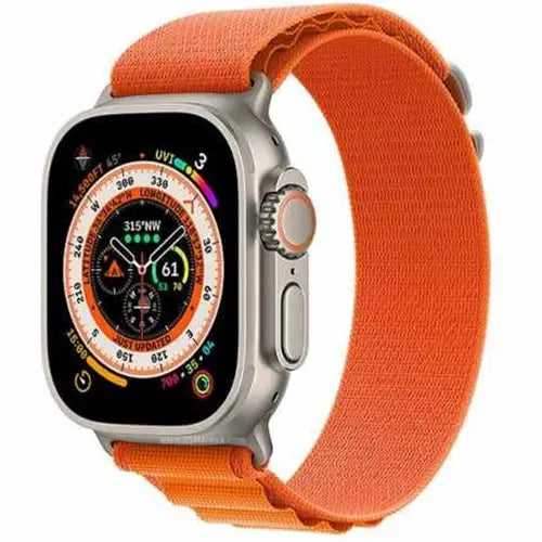 Y10 Ultra Smartwatch with orange band on white background