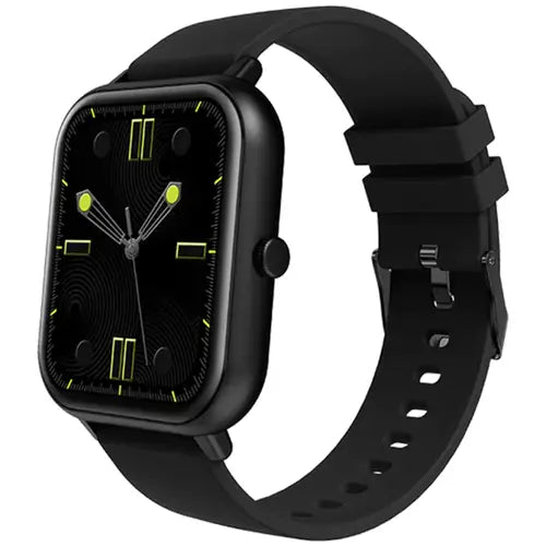 A beige Yolo Epic Bluetooth Calling Smart Watch with a black-tone case and a black strap displayed on a white background.