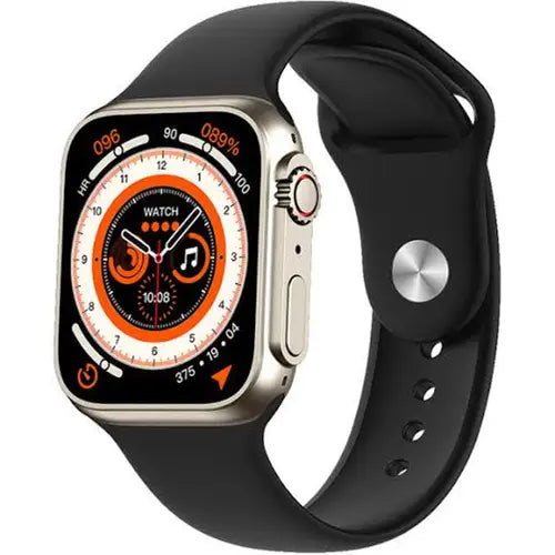 Z55 Ultra Bluetooth A smart watch with a digital dial featuring. The watch has a silver band and black case with a white background.