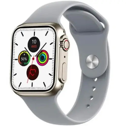 Z59 Ultra white smartwatch with a white band and a digital display showing time and various smart watch notifications.