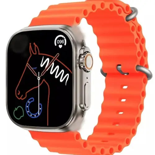 Z68 Ultra a digital smart watch with a hex colour band and case, featuring a black dial with orange accents and black hands.