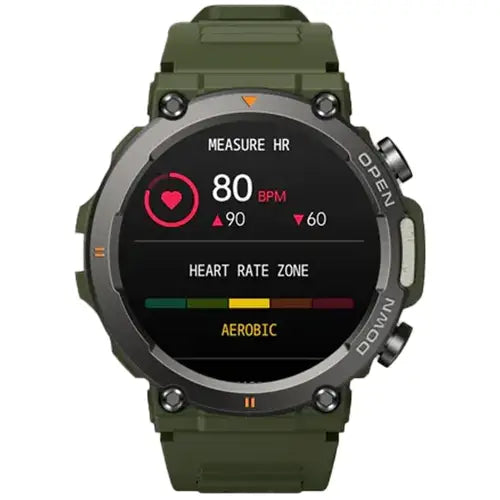 Zeblaze Voice Calling Smartwatch (Vibe7) displaying heart rate measurement on a white background. Available on Buy Electro
