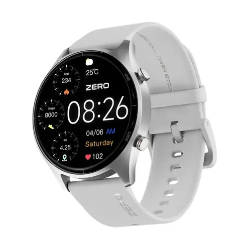 Zero Icon Smartwatch with a white strap on a white background