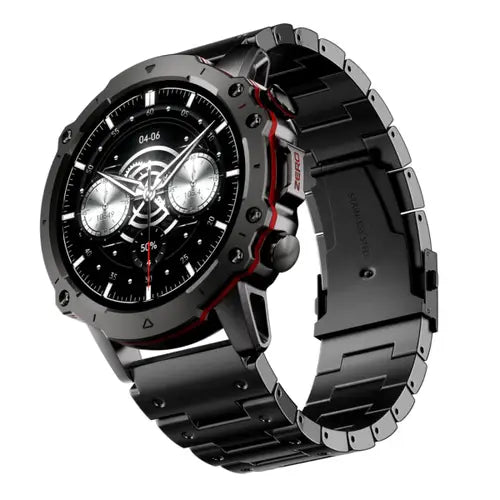 Revoltt Pro A digital smartwatch with a Gunmetal Gray metallic band and case, featuring a Gunmetal Gray dial with Gunmetal Gray accents and multiple display modes.
