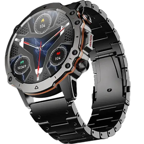 Zero Revoltt Smart Watch Black and silver smartwatch with detailed display on white background