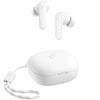 A pair of Anker Soundcore R50i wireless earbuds in white color, with a charging case and a neck strap.