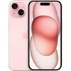 This image features the highly anticipated Apple iPhone 15, showcased in a sleek pink color. The phone is presented in a vertical orientation, highlighting its sturdy design and glossy finish.