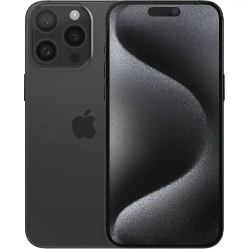 This image features the Apple iPhone 15 Pro Max of black colour, presented in a stylish gold color. The phone's design showcases a sleek, curved display that fills most of the front surface, boasting advanced visual technology.