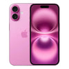 This image features a sleek, modern Apple iPhone 16 in a sophisticated pink color. The smartphone showcases a prominent display with minimal bezels, enhancing the visual experience with vivid colors and clear visuals.