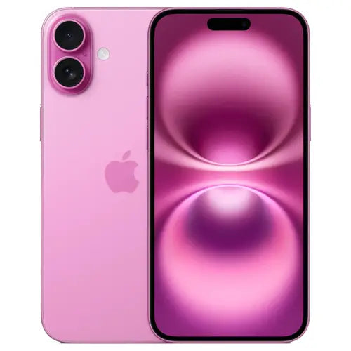 This image features the Apple iPhone 16 Plus, presented in a sleek, pink color. The phone's design showcases a prominent display with minimal bezels, enhancing the visual experience with stunning clarity.