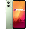 Dcode-cygnal-2-lite mint green color smartphone with a colorful display and logo.