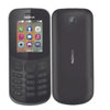 Nokia 130 mobile phone displayed from the front and back, both in black color.