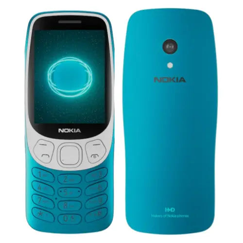 Image shows two nokia-3210 in blue color, with the original keypad and candybar design.