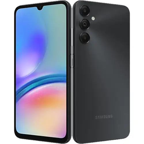 Samsung Galaxy A05s smartphone showing front and back on a white background