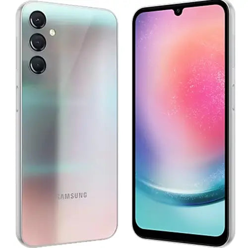 Samsung Galaxy A24 showing front and back on a white background