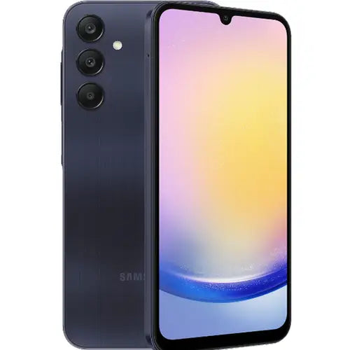 Samsung Galaxy A25 showing front and back on a white background